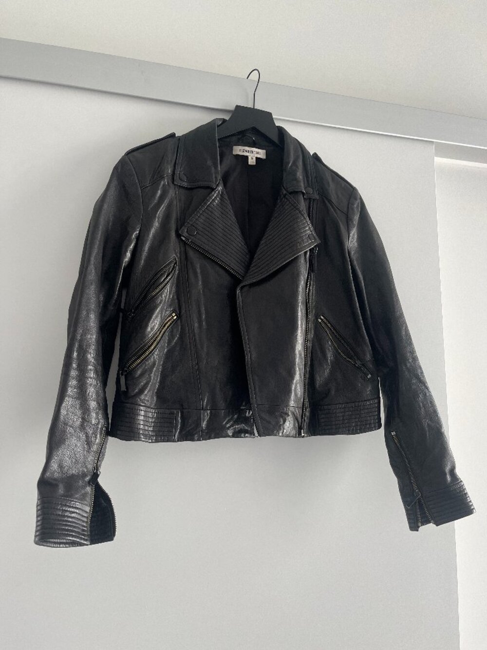 Women’s Elizabeth and James Black Lamb Leather Moto Jacket — XS/S